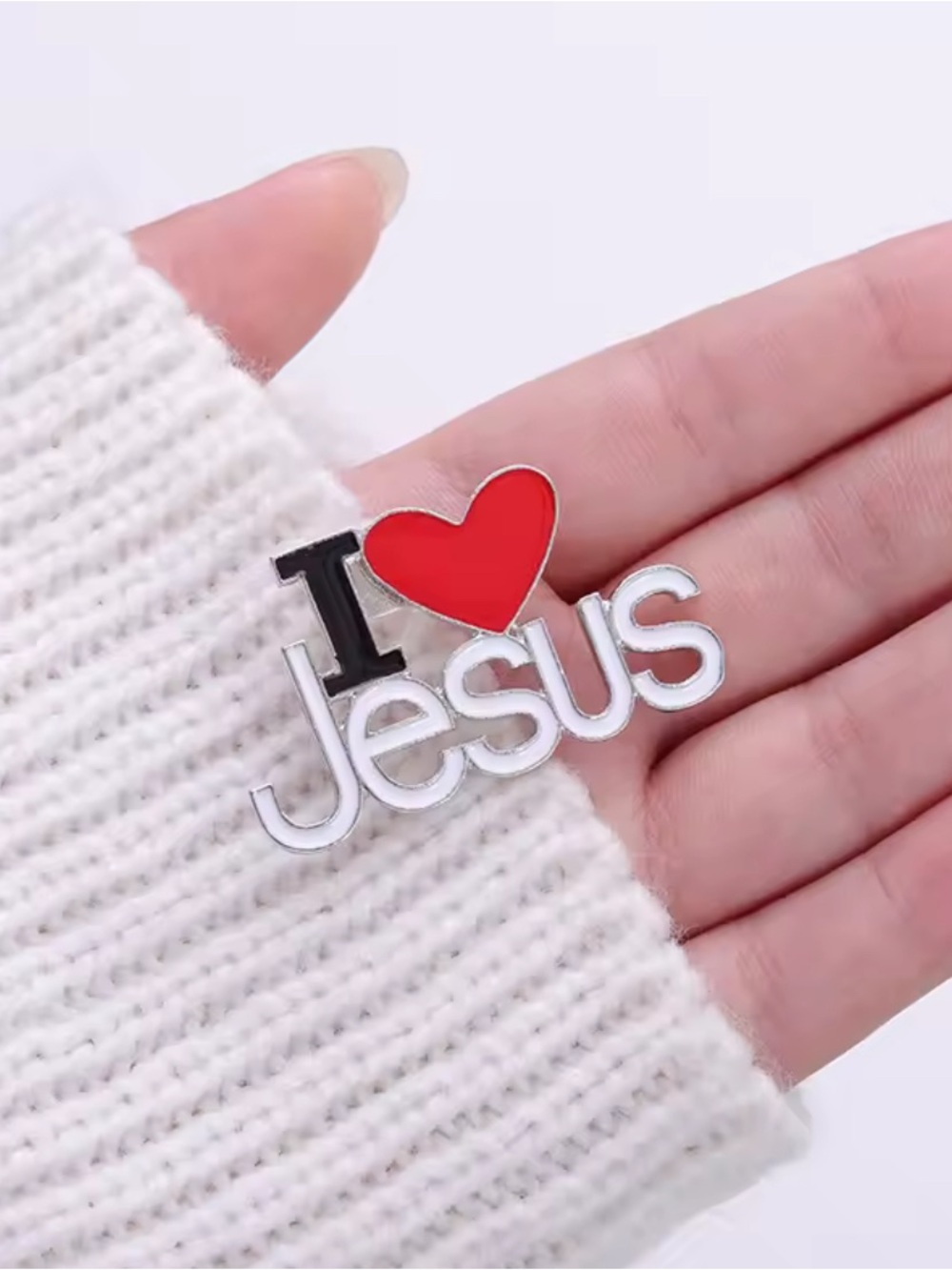 I Love Jesus Red & Silver Enamel Pin